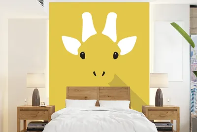 Produktbild von MuchoWow® Fototapete für Wohnzimmer oder Schlafzimmer Wandtapete Vinyl Motivtapete Porträt - Giraffe - Tiere - 190x260 cm - Papiertapete