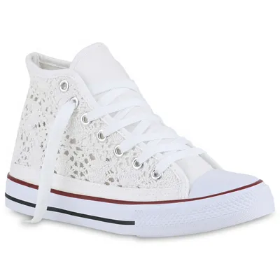 Produktbild von VAN HILL Damen Sneaker High Schnürer Bequeme Spitze Schnür-Schuhe 840376, Farbe: Weiß, Größe: 37