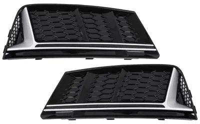 Imagen del producto de Cubiertas inferiores para la defensa delantera, laterales, con diseño RS4, para Audi A4 B9, modelos 2016-2018.