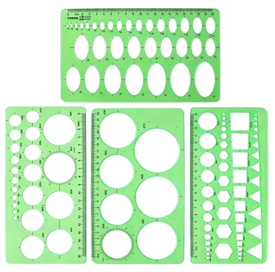 Produktbild von Kreisschablone - 4er Set für technisches Zeichnen - Geometrische Messschablonen für Schule und Büro - Grün