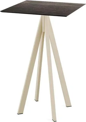 Image de Infinity - Table de bar avec structure couleur sable et plateau en stratifié haute pression (HPL) effet bois lavé, 70 x 70 cm, 1 pièce