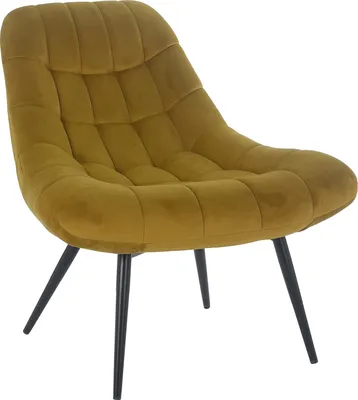 Produktbild von SalesFever Loungesessel mit XXL-Sitzfläche | Bezug Stoff in Samt-Optik | Gestell Metall schwarz | üppige Steppung | B 76 x T 87 x H 86 cm | gelb
