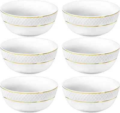 Zdjęcie produktu dla Porcelanowa miska Wilmax ze złotymi liniami, 14 cm, 600 ml, zestaw 6 sztuk, WL-880102367/A6