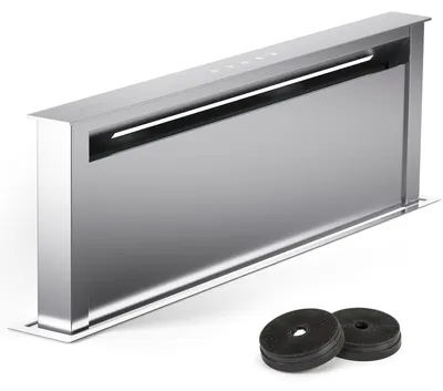 Zdjęcie produktu dla Klarstein Royal Flush Eco 90, okap, szerokość 90 cm, wydajność 604 m³/h, klasa energetyczna A++, w zestawie filtry z węglem aktywnym