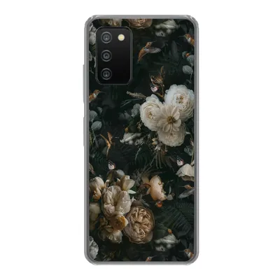 Produktbild von MuchoWow® Handyhülle Schutzhülle Hülle für Samsung Galaxy A03s Blumen - Muster - Vogel Silikon Softcase Handy Hülle - Schutz