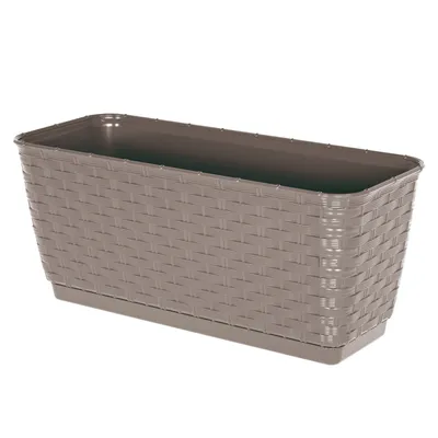 Produktbild von Kasten für Geländer Balkon Terrasse Blumentopf Rattan-Imitat 49,2 cm Mokka