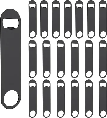Imagen del producto de Abrebotellas de acero inoxidable, 17,7 x 3,9 cm, paquete de 20 unidades, ideal para bares y cocinas