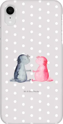 Produktbild von Mr. & Mrs. Panda Iphone XR Handyhülle Axolotl Liebe - Grau Pastell - Geschenk, Valentinstag, Freund, Premium Kunststoff, Handy Case
