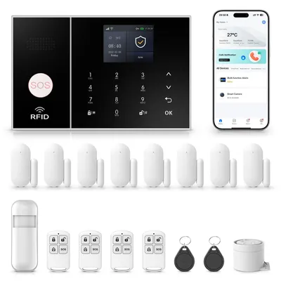 Imagen del producto de Sistema de alarma inalámbrico - Seguridad para apartamentos - Sirena de 120 dB - Control mediante aplicación - Blanco