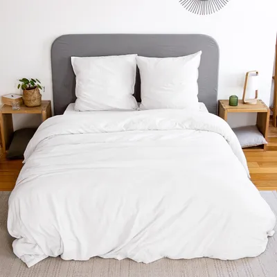 Produktbild von sweeek - Bettwäche-Set weiß aus vorgewaschener Mikrofaser für ein Doppelbett