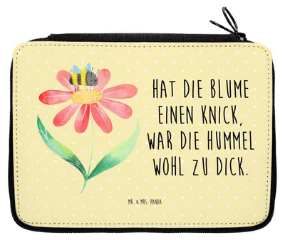 Produktbild von Mr. & Mrs. Panda Schreibmappe Hummel Blume - Gelb Pastell - Geschenk, Mäppchen, Schlamper, Biene, Wespe, Hummeln, Federmappe, Lustige Sprüche, Bleistiftetui, Etui, Natur