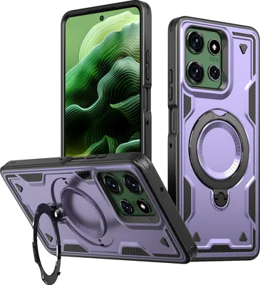Produktbild von Dual Layer Hülle für Motorola Moto G Power 2025/G Power 2026 mit Ring Ständer Magnetisch Stoßfest Handyhülle Lila