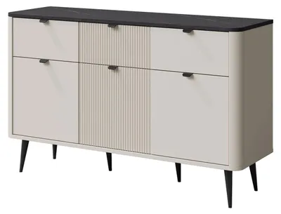 Immagine prodotto di Credenza Marly cassettiera 130x40x82cm colore selezionabile 3 ante, cashmere / pietra grigia