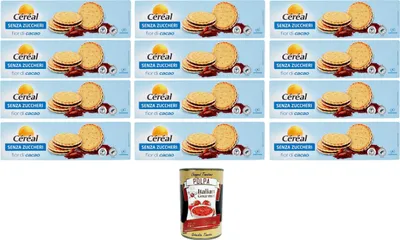 Produktbild von Céréal Senza Zuccheri Fior Di Cacao Ohne Zucker Kakaoblüte – 35% gesättigtes Fett 12x185gr + Italian Gourmet polpa 400g