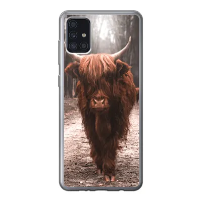 Produktbild von MuchoWow® Handyhülle Schutzhülle Hülle für Samsung Galaxy A52 5G Schottischer Hochländer - Wald - Kuh - Tiere - Natur Silikon Softcase Handy Hülle - Umschlag