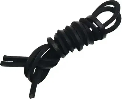 Vierkantige Lederschnürsenkel für Stiefel, Mokassins und Bootsschuhe - in Schwarz - Länge: 170cm