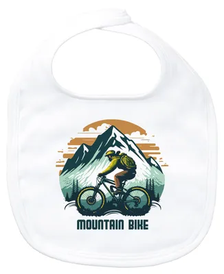 Produktbild von Huuraa Baby Lätzchen Mountain Bike Berge White Klettverschluss  Baumwolle Latz Geschenkidee
