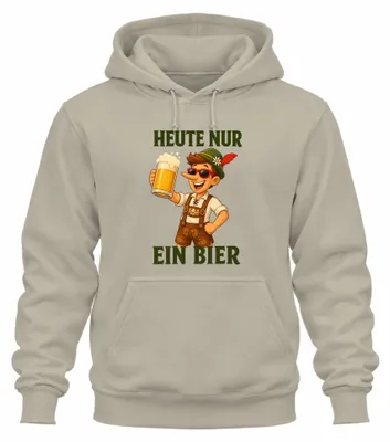 Productafbeelding van Vandaag: Alleen een biertje. Pinokkio-thema shirt, Dirndl, Wiesn hoodie, capuchontrui, natuur, maat L