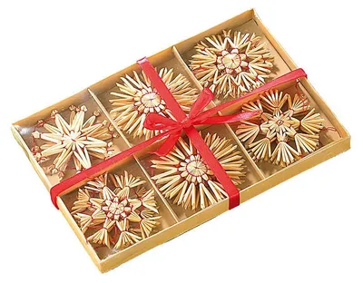 Image de 24 Étoiles en paille pour sapin de noël