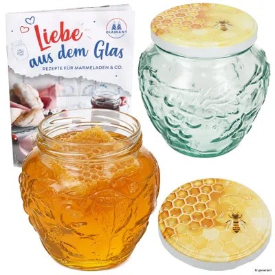 Obrázek produktu pro Sada dvou sklenic na ovoce, objem 580 ml, s víkem, vhodné pro zavařování. Katalogový kód: TO82
