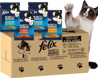 Obrázek produktu pro Felix Fantastic Jell-O krmivo pro kočky 10,2 kg (120 x 85 g)