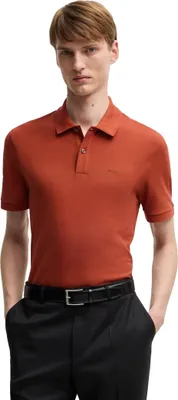 Produktbild von BOSS Polo rost-orange einfarbig kurzarm Pallas Piqué
