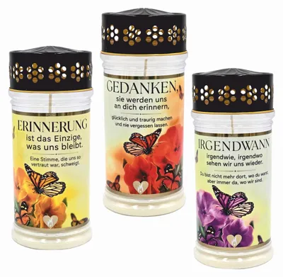 Produktbild von 3er SET Trauerlicht PREMIUM 4 Tage "SCHMETTERLING"
