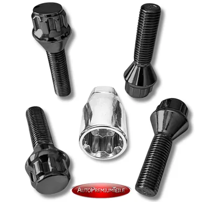 Produktbild von Felgenschloss M12x1,5x35mm Kegelbund 60° schwarze Felgenschlösser Set