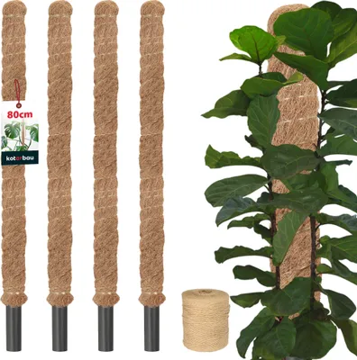 Immagine prodotto di KOTARBAU® 4 pezzi Tutori per Piante ⌀ 3,2 x 80 cm Palo di Muschio per Monstera Fibra di Cocco Palo per Piante Marrone Stecche per Piante Bastone