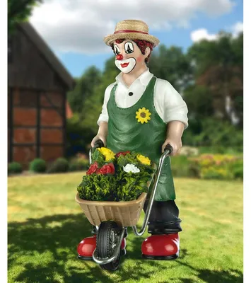 Produktbild von GILDE Clown, "Gartenglück", Schubkarrenmotiv, Kunstharz, mehrfarbig, , L. 11 cm, B. 6 cm, H. 16 cm 35402