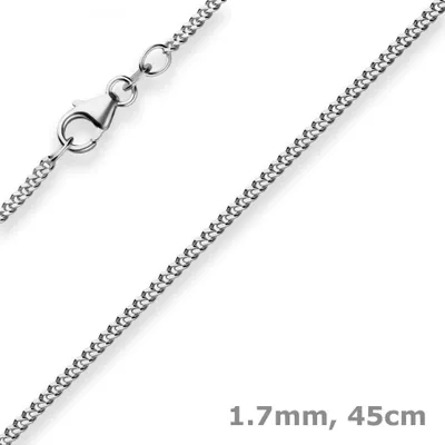 Produktbild von 1,7mm Panzerkette Goldkette Collier Halskette aus 750 Gold Weißgold 45cm