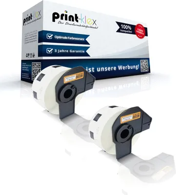 Produktbild von Print-Klex 2x Kompatible Etiketten-Rollen kompatibel mit Bother P-Touch DK-11218 P-Touch QL 500 P-Touch QL 500 A P-Touch QL 500 BS P-Touch QL 500 BW DK11218 DK 11218 24mm Durchmesser Büro Line Serie