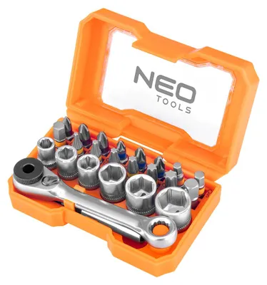 Produktbild von Bit-Satz 24-teilig mit 15 Bits, Ratsche, Steckschlüsseln und 1/4 Zoll Antrieb