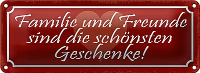 Produktbild von Blechschild Spruch 27x10cm Familie und Freunde sind Geschenk
