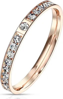 Produktbild von Damen Ring Edelstahl Zirkonia Kristalle Herren Stapelring Bandring Autiga® rosegold 49 - Ø 15,70 mm
