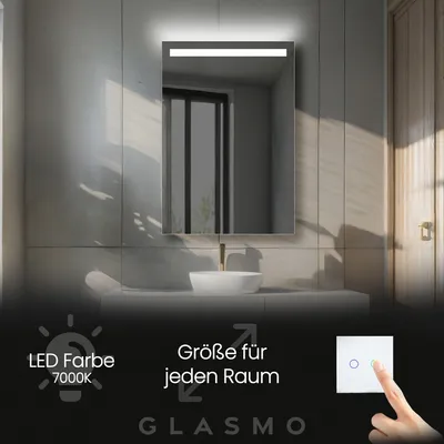 Produktbild von Badspiegel mit LED Beleuchtung 60x170 cm Tiana - Vertikal Rechteckiger Spiegel mit Beleuchtung - Kaltweiß 7000K - Badezimmerspiegel Lichtspiegel