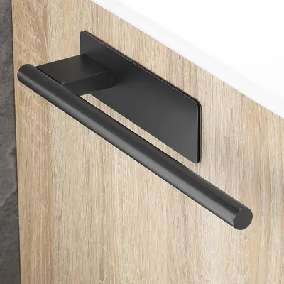 Imagen del producto de Soporte para toallas autoadhesivo de acero inoxidable, color negro mate