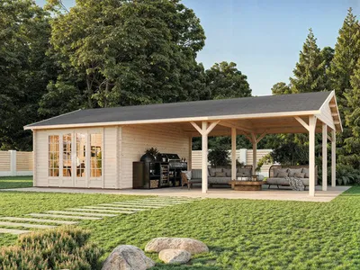 Produktbild von Gartenhaus Palmako Irene 19,0+33,2 m² 1006 x 619 cm natur