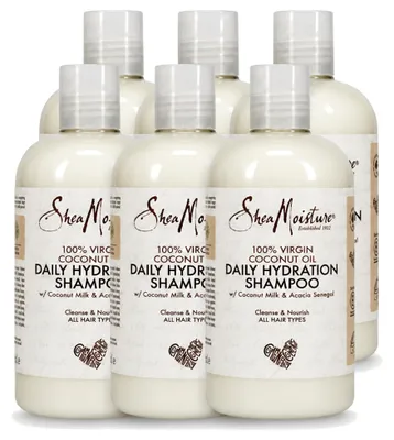 Immagine prodotto di 6 flaconi di shampoo idratante quotidiano all'olio di cocco vergine Shea Moisture, 384 ml ciascuno - confezione - 6 pezzi