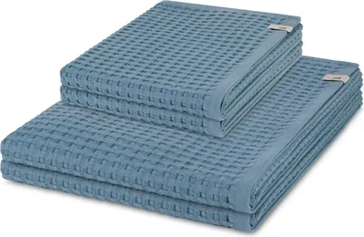 Produktbild von Möve Piquee 2 X Handtuch 2 X Duschtuch im Set Strukturierte Waffelpiquée-Oberfläche, Extra saugfähig und weich, Mit praktischem Kordelaufhänger 4er Set