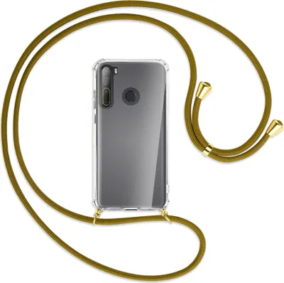 Produktbild von Handykette Backcover-Schutzhülle mit Band (Metall goldfarben) für HTC Desire 20 Pro - khaki