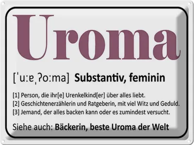 Produktbild von vianmo Blechschild 30x40 cm Uroma Bäckerin beste Welt Spruch Zitat