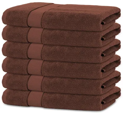 Immagine prodotto di Solidchoice - Set di 6 asciugamani in cotone 100%, dimensioni 50 x 100 cm, color cioccolato
