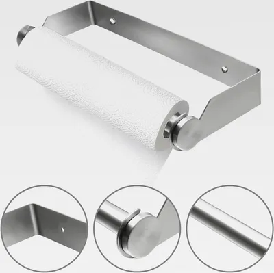 Produktbild von Küchenrollenhalter Wand 28CM aus Edelstahl, Küchenpapierhalter mit Schrauben zur Wandmontage, Papierrollenhalter für Küche Bad Wohnzimmer – Silber