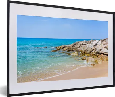 Produktbild von MuchoWow® Gerahmtes Poster Strand - Meer - Tropisch - Sommer 60x40 cm - Poster mit Schwarzem Bilderrahmen Wandposter Rahmen Foto Bilder - Schlafzimmer - Plakat in Rahmen - Drucken