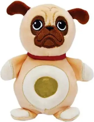 A plush toy pug dog.