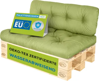 Zdjęcie produktu dla Pillows24 - Poduszki na palety odporne na wodę i promieniowanie UV - ZESTAW 2 | Poduszki na europalety 120x80 - Meble z palet - Outdoor/Indoor, Lemon