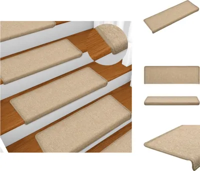 Immagine prodotto di vidaXL Tappeto per scale 15 pezzi 65x21x4 cm Taupe - Tappeti per gradini