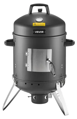 Immagine prodotto di Botte da fumo VEVOR, griglia a carbone verticale da 40 cm, griglia in acciaio rivestita con 2 griglie, termometro, aperture di ventilazione e cassetto per la cenere rimovibile, affumicatore per barbecue per feste