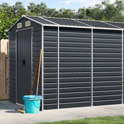 Produktbild von "2026 MODERNE"Gerätehaus - elegantes Design - Geräteschuppen/Gartenschrank - Anthrazit 191x640x198cm Verzinkter Stahl NEU647048 - Geräteschuppen
